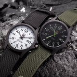 Men's Stainless Steel Pilot Watch with Canvas Strap